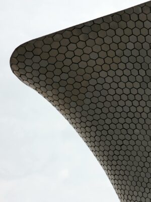 Close-up of Museo Soumaya's hexagonal tile design, Mexico City.